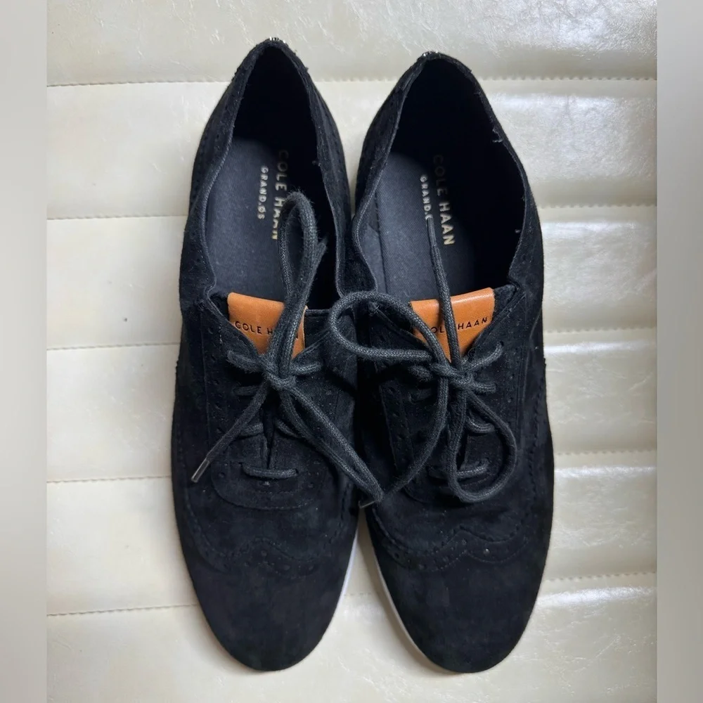 Cole Haan Ella Grand OX ll Black Suede Women 9B Sneakers